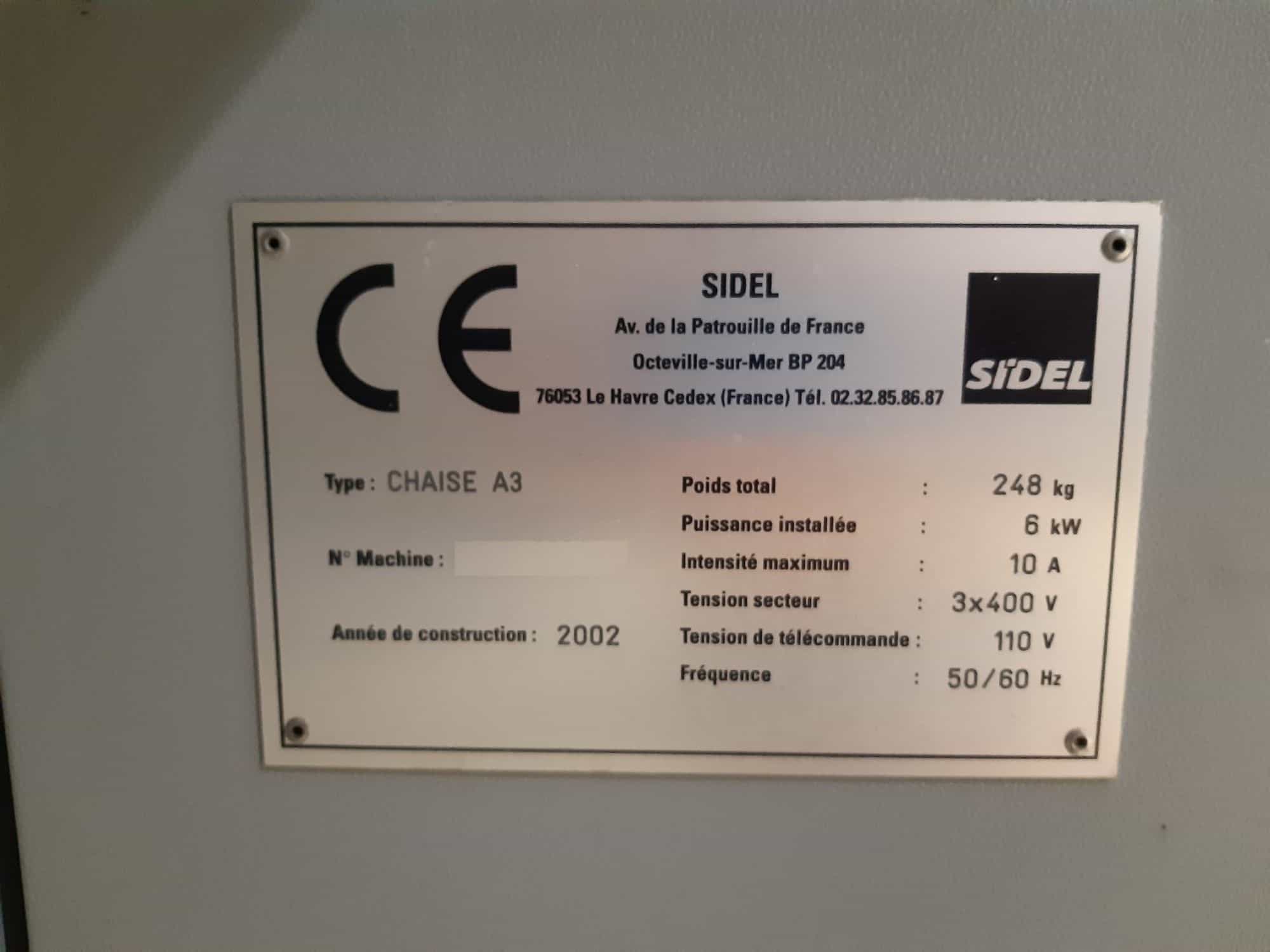 Typenschild von SIDEL SBO 16 Serie 2